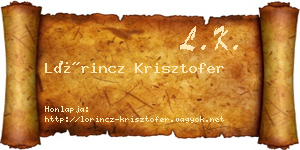 Lőrincz Krisztofer névjegykártya